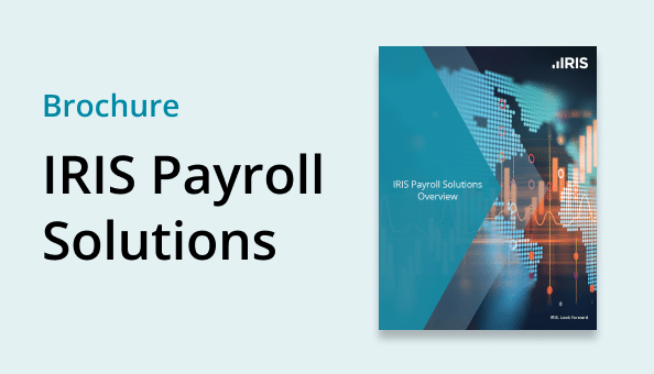 An image of the IRIS Payroll Solutions brochure, highlighting key features and advantages of their payroll services.